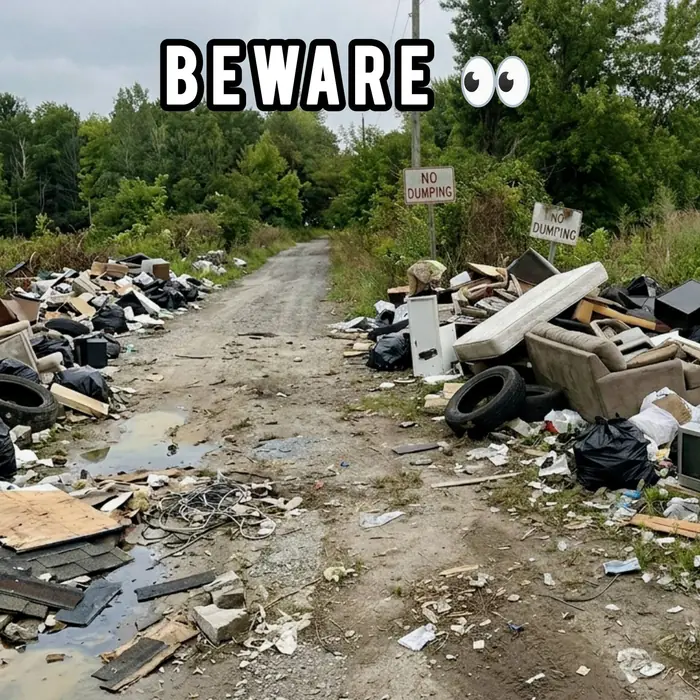 An illegal roadside dumping site in Schuylkill County photographed by the owners