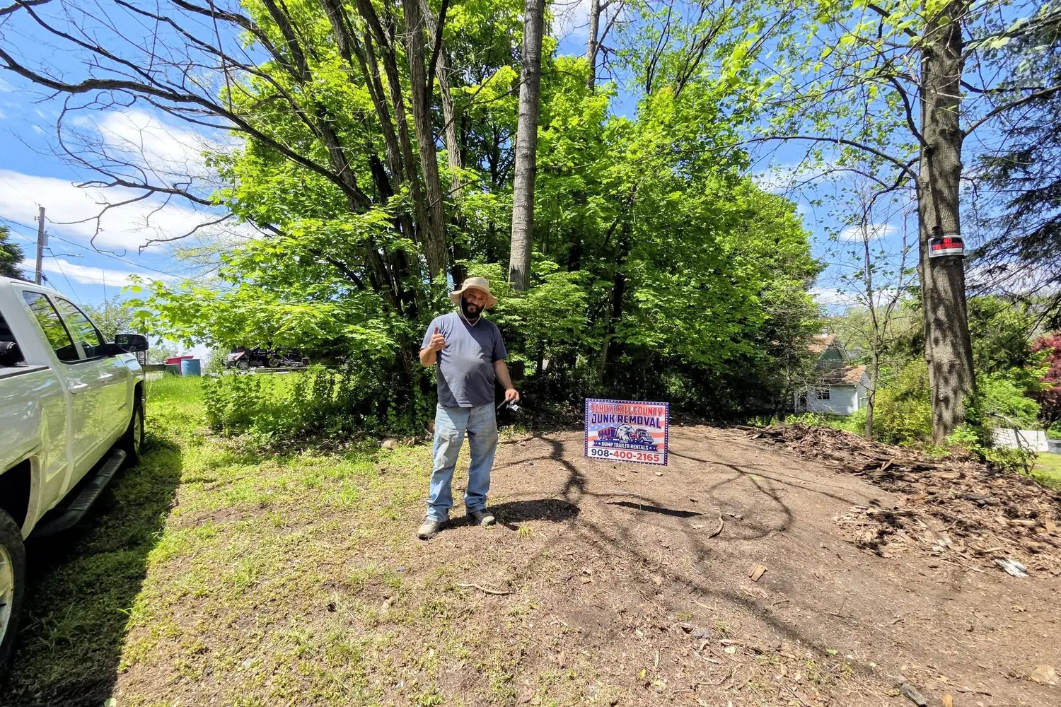 A company yard sign on a cleared lot in Schuylkill County